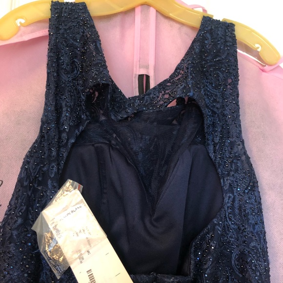 Beaded Navy Blue long Gown - Picture 4 of 6